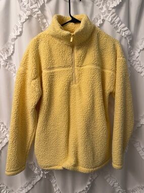 Zenana Outfitters Pale Yellow Sherpa Zip Jacket